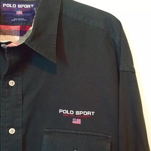 VTG Polo Sport spell out button up 🔥🔥👍🏽